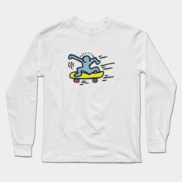 Keith lovers Skater Man outline Sport Pop Art Long Sleeve T-Shirt by by fend